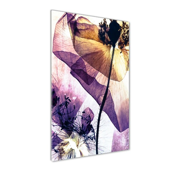 Quadro in vetro verticale Papaveri