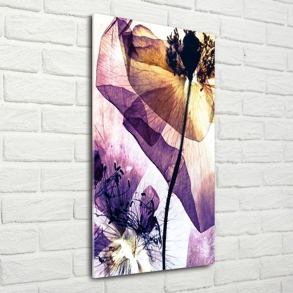 Quadro in vetro verticale Papaveri