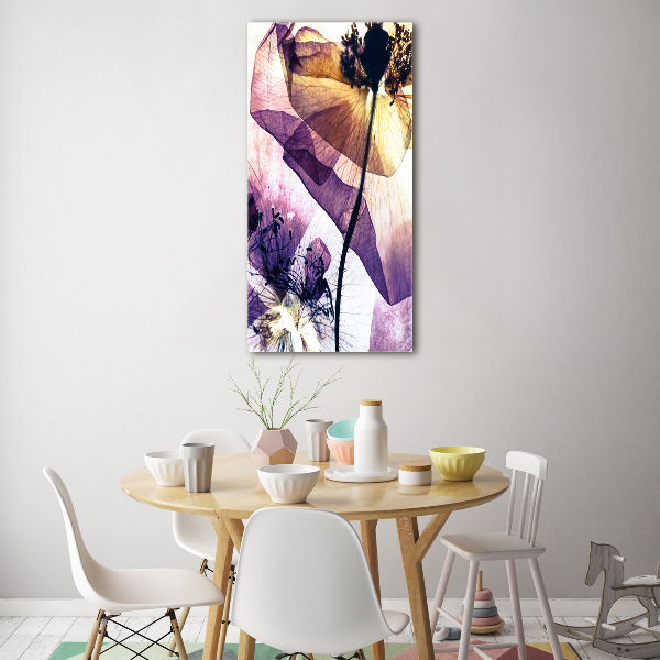 Quadro in vetro verticale Papaveri