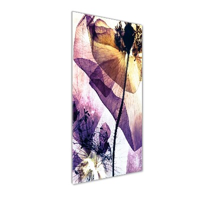 Quadro in vetro verticale Papaveri