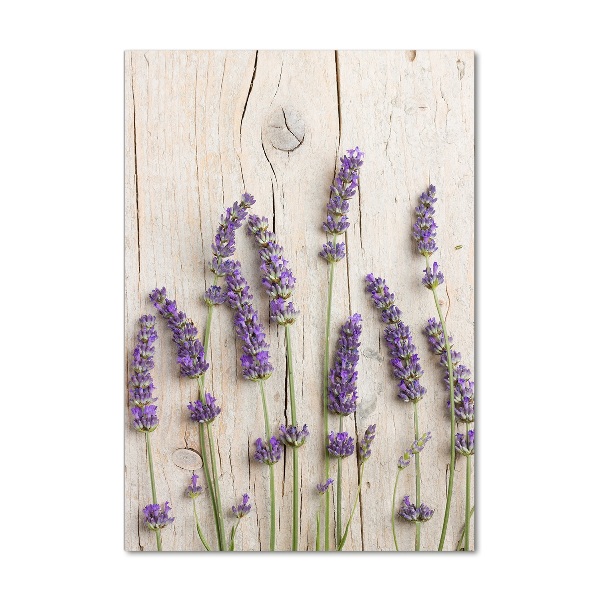 Quadro di vetro verticale Lavanda su legno