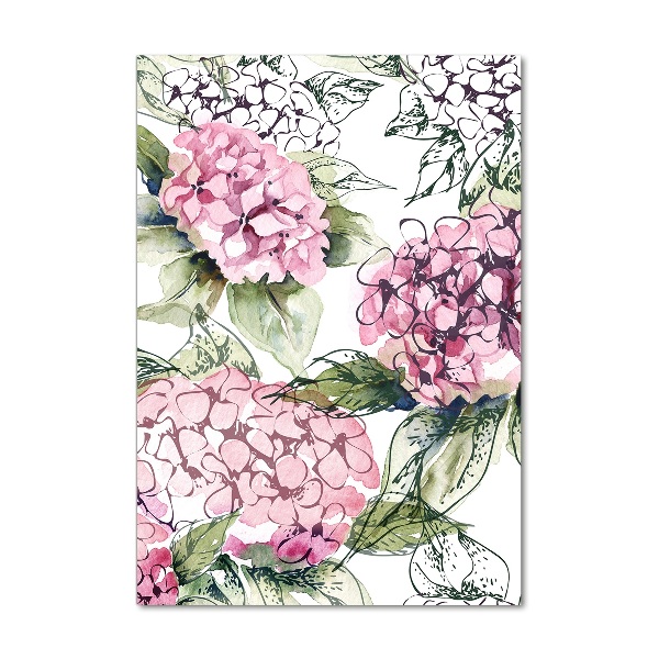 Quadro in vetro verticale Ortensia