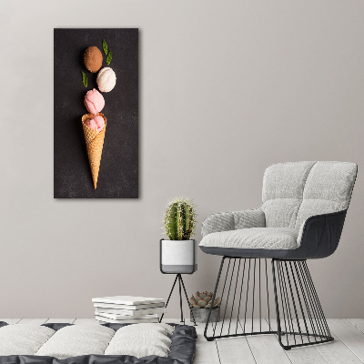 Quadro di vetro verticale Gelato in un cono di cialda