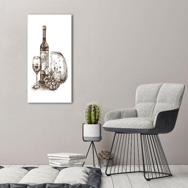 Quadro stampa su vetro verticale Vino e stuzzichini