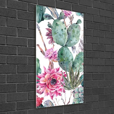 Quadro di vetro verticale Cactus