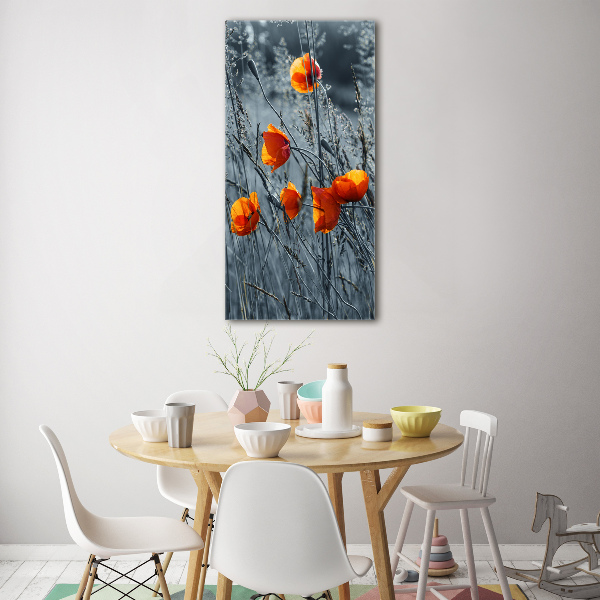 Quadro di vetro verticale Papaveri di campo