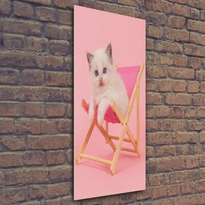 Quadro in vetro verticale Gatto su una sdraio