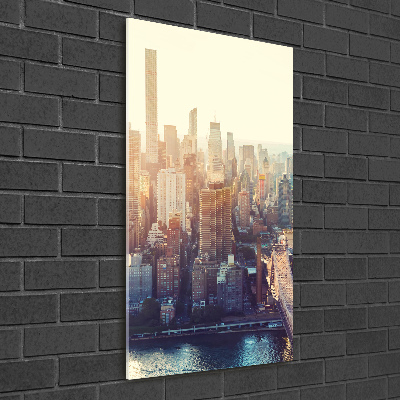 Quadro di vetro verticale Vista a volo d'uccello di New York