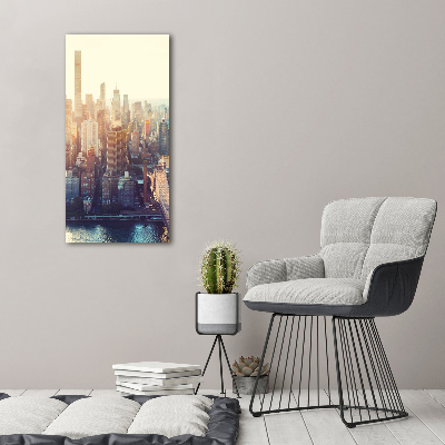 Quadro di vetro verticale Vista a volo d'uccello di New York