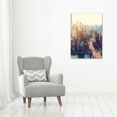Quadro di vetro verticale Vista a volo d'uccello di New York