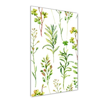 Quadro di vetro verticale Erbacce ed erbe aromatiche