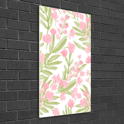 Quadro di vetro verticale Fiori rosa