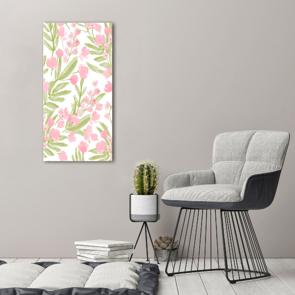Quadro di vetro verticale Fiori rosa