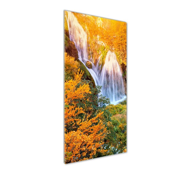 Quadro vetro verticale Cascata in autunno