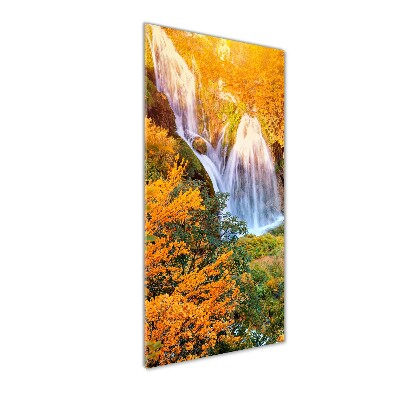 Quadro vetro verticale Cascata in autunno
