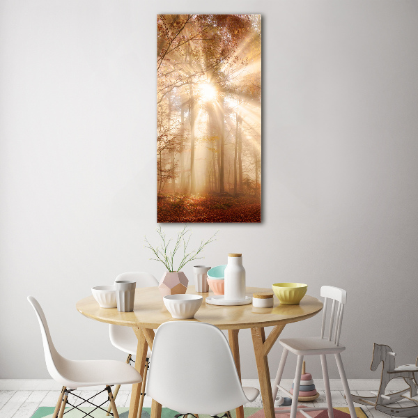 Quadro in vetro verticale Foresta in autunno
