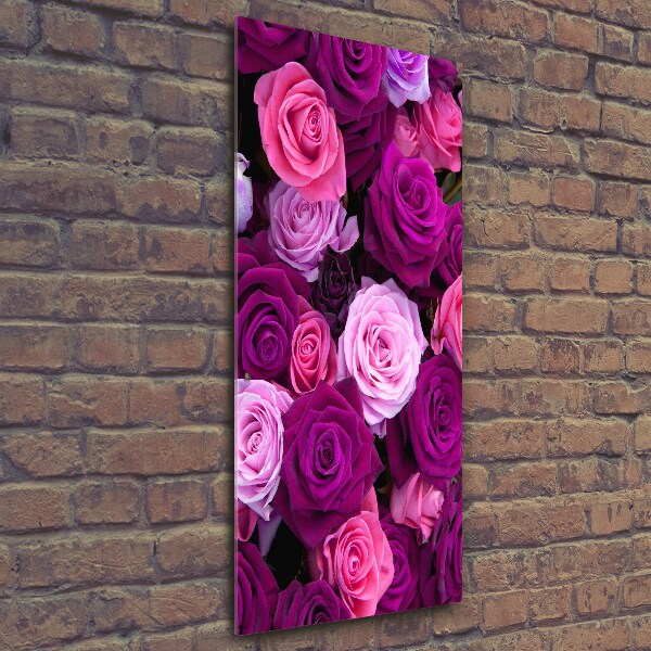Quadro di vetro verticale Rose rosa