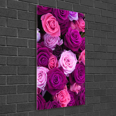 Quadro di vetro verticale Rose rosa