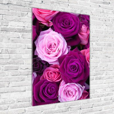 Quadro di vetro verticale Rose rosa