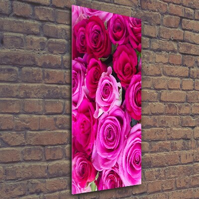 Quadro stampa su vetro verticale Rose rosa