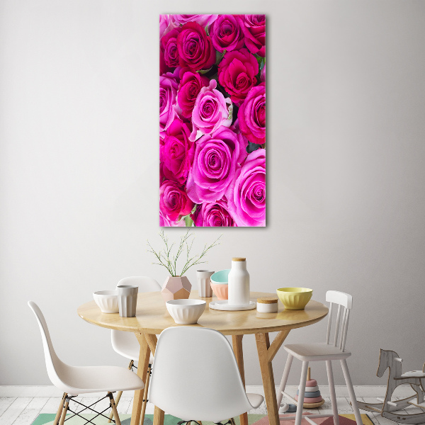 Quadro stampa su vetro verticale Rose rosa