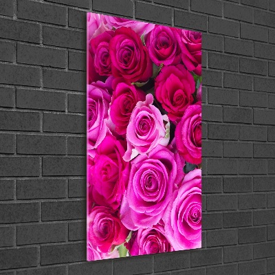 Quadro stampa su vetro verticale Rose rosa