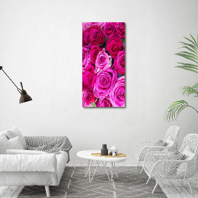 Quadro stampa su vetro verticale Rose rosa