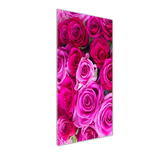 Quadro stampa su vetro verticale Rose rosa