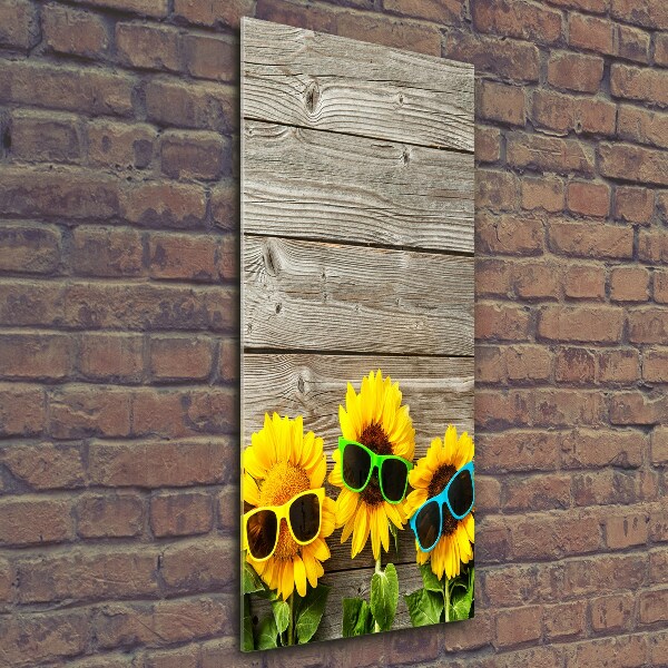 Quadro vetro verticale Occhiali Girasole