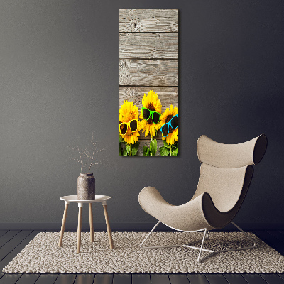 Quadro vetro verticale Occhiali Girasole