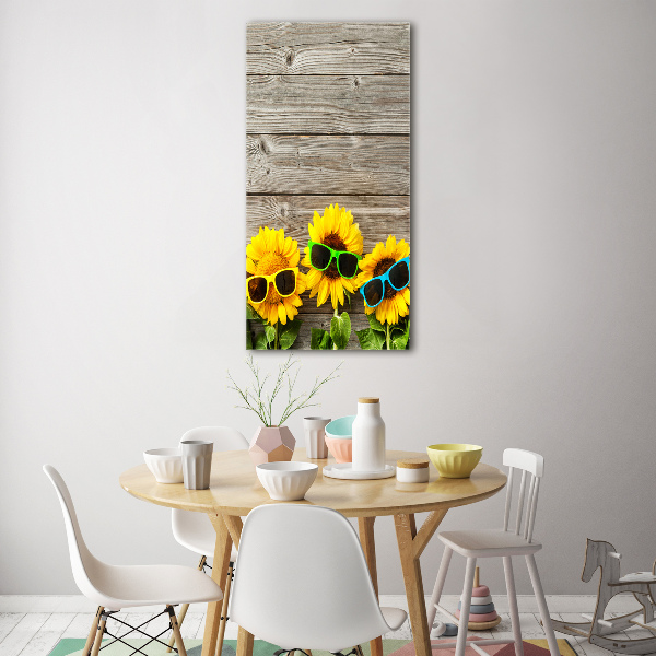 Quadro vetro verticale Occhiali Girasole