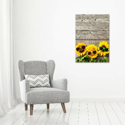 Quadro vetro verticale Occhiali Girasole