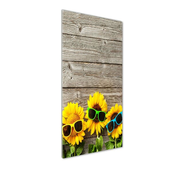 Quadro vetro verticale Occhiali Girasole