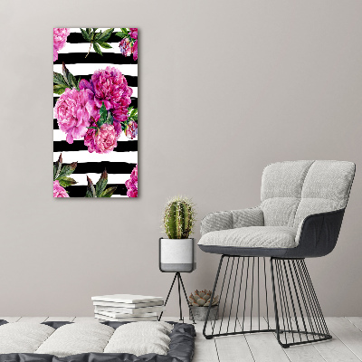 Quadro di vetro verticale Peonie