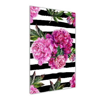 Quadro di vetro verticale Peonie
