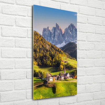 Quadro vetro verticale Una città di montagna