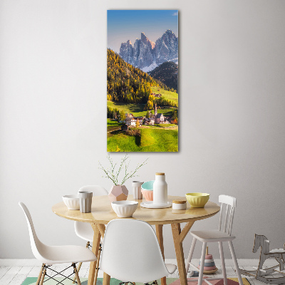 Quadro vetro verticale Una città di montagna