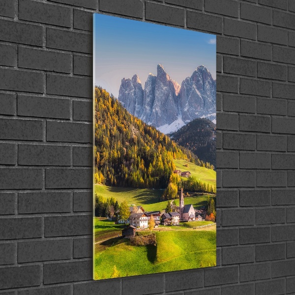 Quadro vetro verticale Una città di montagna