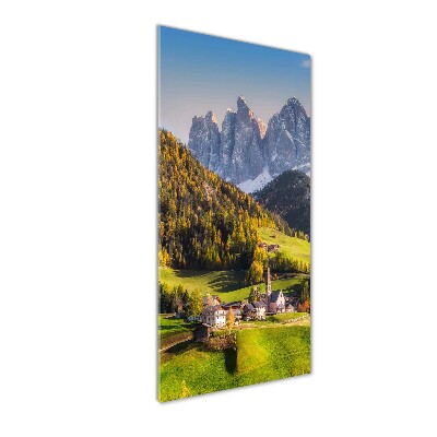 Quadro vetro verticale Una città di montagna