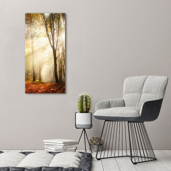 Quadro di vetro verticale Foresta in autunno