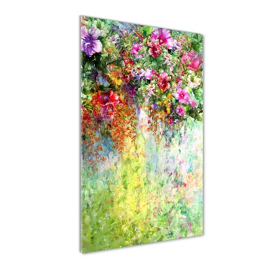 Quadro stampa su vetro verticale Fiori colorati