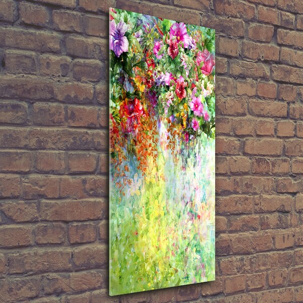 Quadro stampa su vetro verticale Fiori colorati