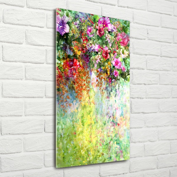 Quadro stampa su vetro verticale Fiori colorati