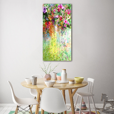 Quadro stampa su vetro verticale Fiori colorati