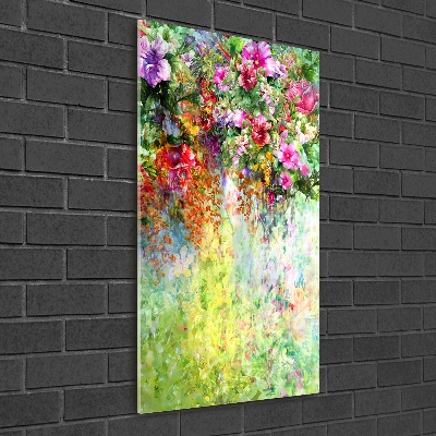 Quadro stampa su vetro verticale Fiori colorati
