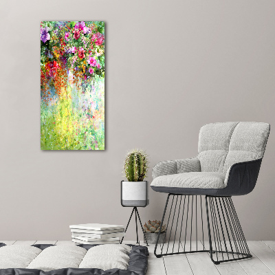 Quadro stampa su vetro verticale Fiori colorati