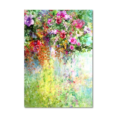 Quadro stampa su vetro verticale Fiori colorati