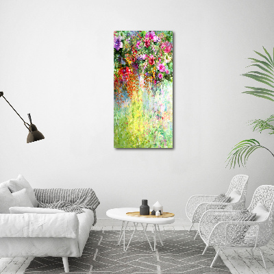 Quadro stampa su vetro verticale Fiori colorati