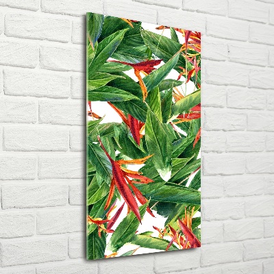Quadro stampa su vetro verticale Strelitzia reginae