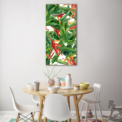 Quadro stampa su vetro verticale Strelitzia reginae